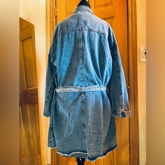 Laila Loves Denim Wrap Trench Style Mini Dress - Picture 3 of 5